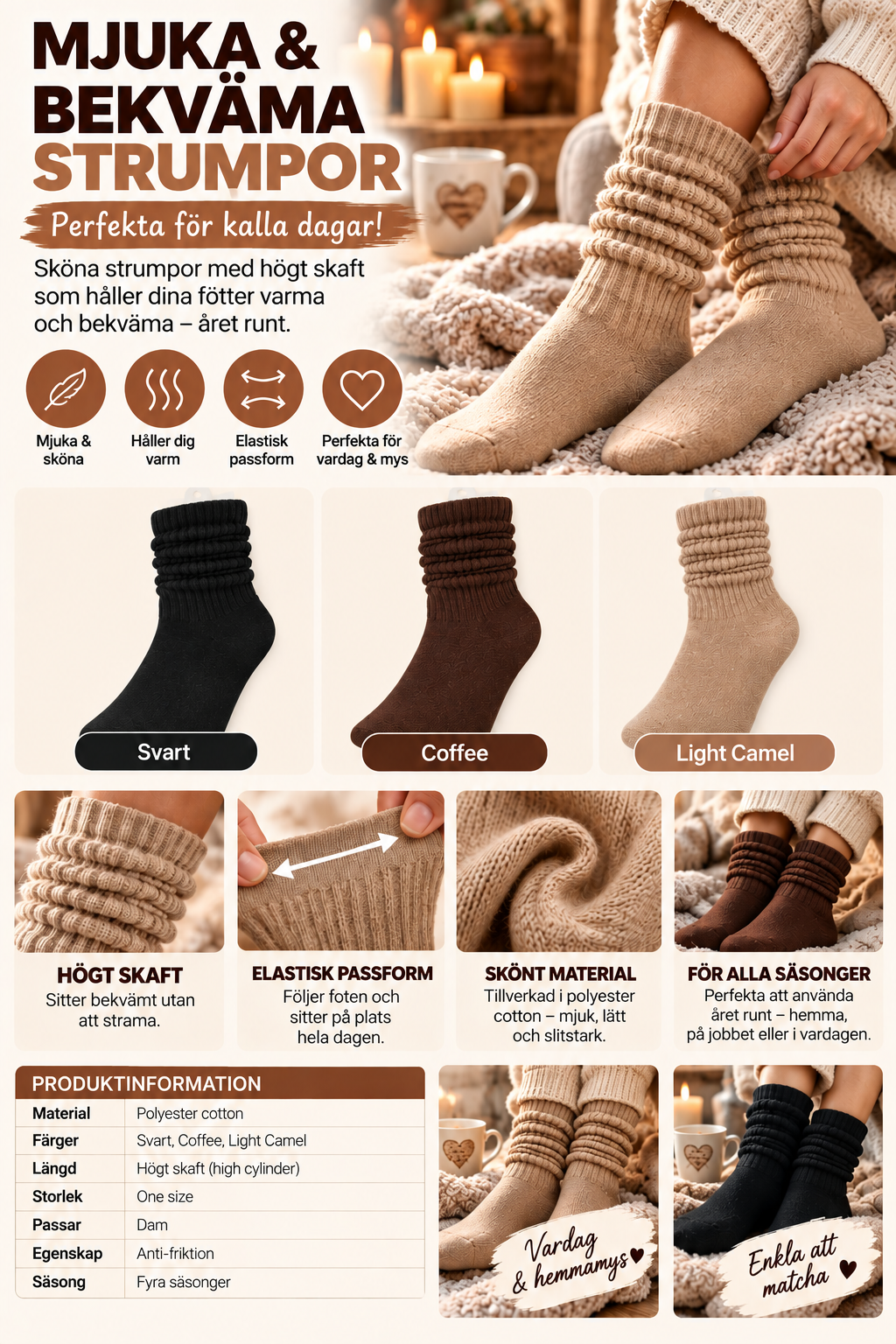Nordiva Slouch-strumpor 2-pack