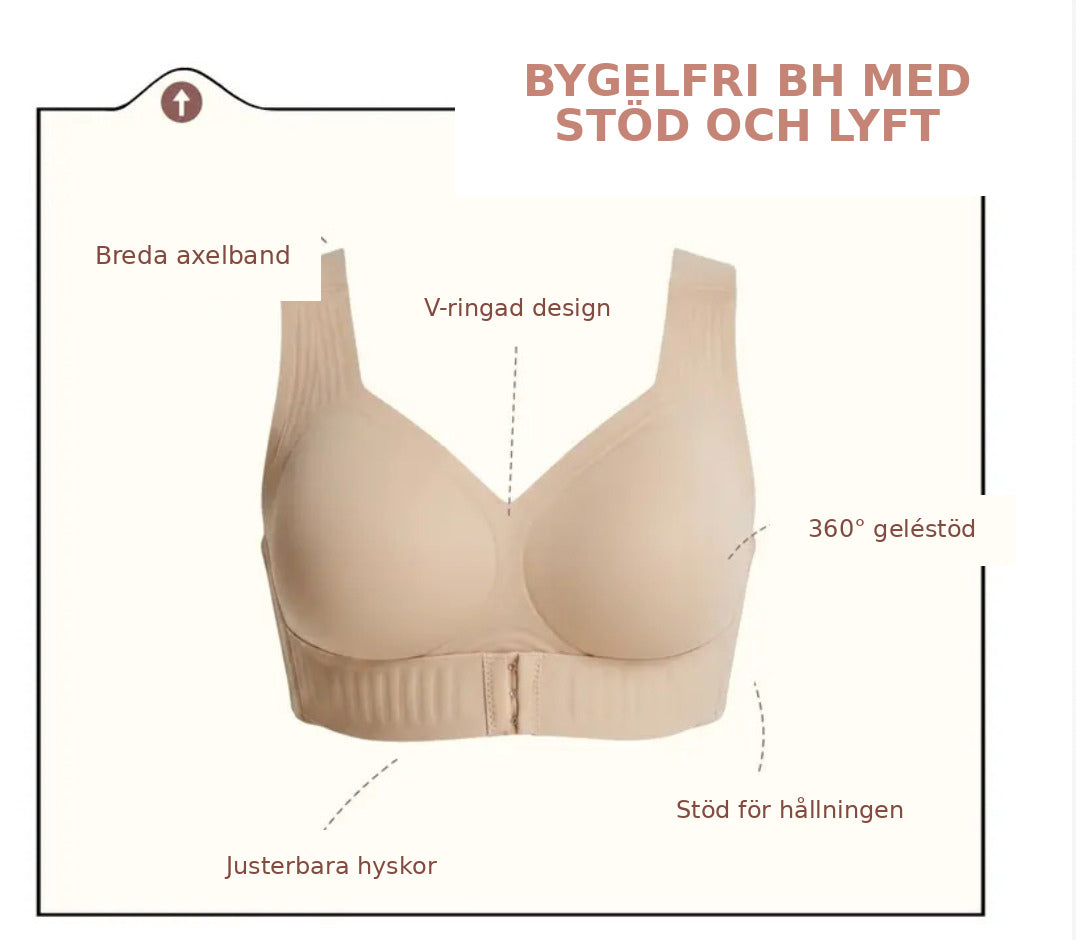 Nordiva Gelé Comfort – Bygelfri BH med korsrygg